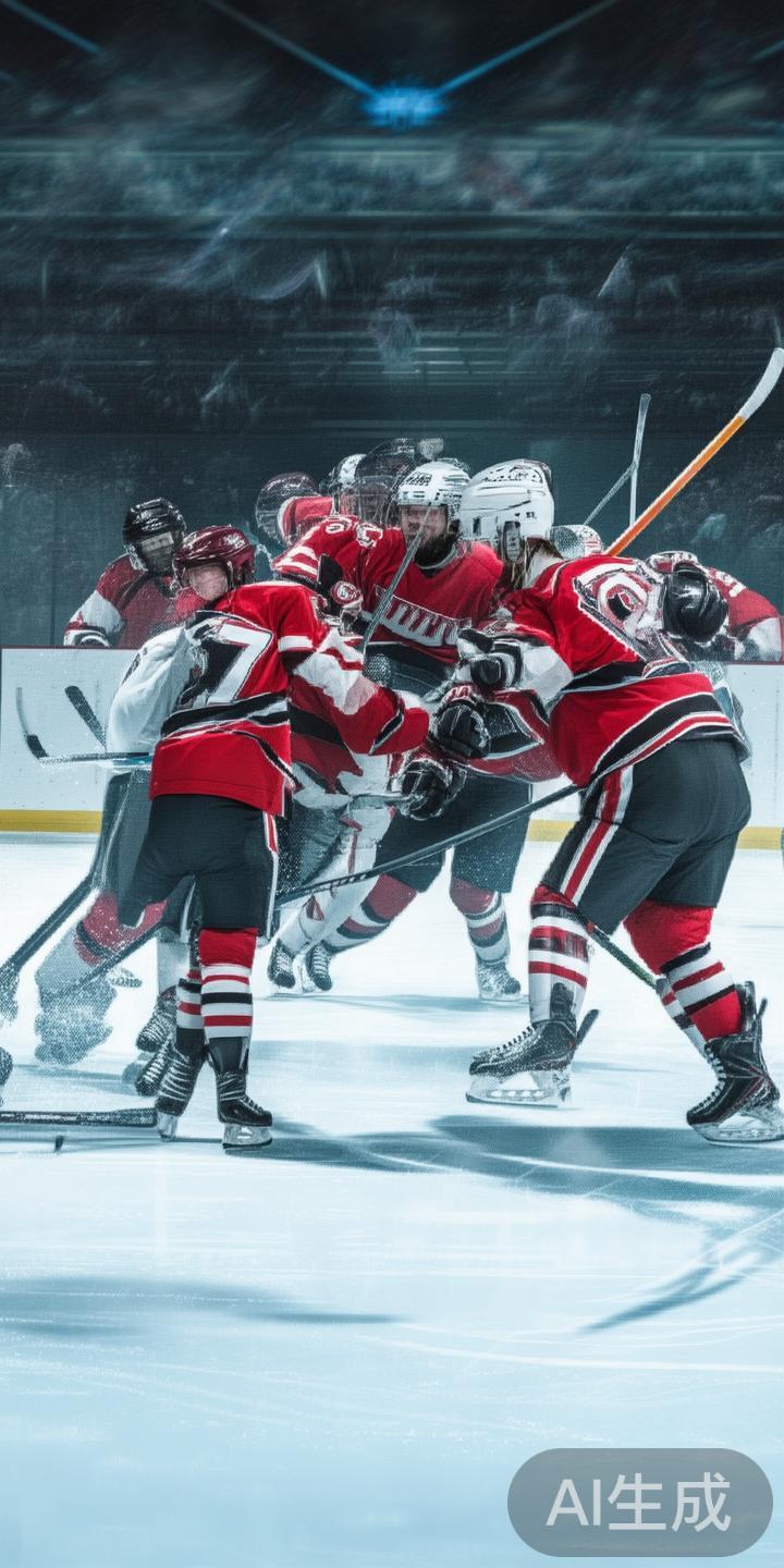 在激烈的冰球比赛中，防守是一项至关重要的策略，良好
